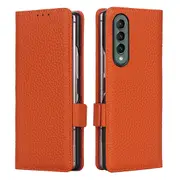 For Samsung Galaxy Z Fold3 5G SupRShield Wallet Leather Card Holder Flip Protective Shockproof Case Cover (Orange)