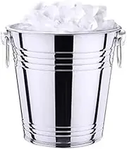 Portable Stainless Steel Ice Bucket - 20cm Double Handle Handheld Bar Bucket, Polished Smootth Rust Proof for KTVs & Bars