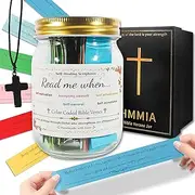 HMMIA Read Me When Bible Verses Jar - Scripture Prayer Cards with Cross for Daily Motivation, Hope Jar with Inspirational Verses for Daily Motivation, Christian Gifts for Women Men