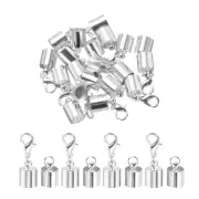 10Pcs Cord End Caps, 7.5mm End Caps Barrel Beads Kumihimo Iron (Silver)
