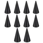 Wood Cone Ring Holder, 10 Pcs Finger Jewelry Display Stand, Black (50x25mm)