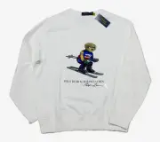 Polo Ralph Lauren Shirt Mens White Ski Bear Crewneck Fleece Sweatshirt Alpine