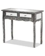 Baxton Studio Wycliff Metal And Mirrored Glass 2-Drawer Console Table NoSize Grey