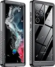 Designed for Galaxy S22 Ultra Case Waterproof, Built-in Screen Protector Full Protection Heavy Duty Shockproof Anti-Scratched Rugged Case for Samsung Galaxy S22 Ultra 6.8'' (Black/Clear)
