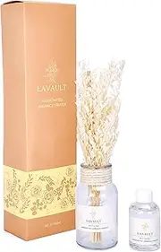 Lavault Flower Reed Diffuser Set for Home, Office, Living Room, Bedroom - Fragrance Gift Set - Bathroom Diffusers - Farmhouse Rustic Decor - Room Aroma Fresheners - French Block Scent