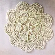 6” Cluny Doilies (2) Butterfly Pattern, Light Beige/Ecru, Cotton Thread,