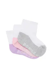 [Bonds] Bonds Toddler Cotton Logo Lightweight Quarter Crew Socks 3 Pack in Pink Size: 1-2 Years 1-2 Years Pink