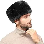 [SIQITECHUK] Unisex Cossack Russion Hat Faux Fur Hat Men Women Ushanka Hat Trooper Trapper Hat Winter Bomber Hat Thickened Fleece Hat Fluffy Ear Warmer Hat Windproof Thermal Trooper Hat Beanies Cap for Skiing