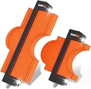 VARSK 5" & 10" Contour Gauge with Light 2 Pack Widen Shape Duplicator Profile Tool, Master Outline Measuring Plastic Ruler for Corners, Woodworking Templates, Tiles and Laminate
