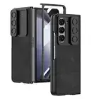 For Samsung Galaxy Z Fold6/5 Leather Case w/ Screen Protector Slide Camera Cover