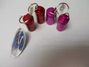 4 Solaray Pill FOB Keychains Metal Conatiners. 2 Pink, 2 Red. #499
