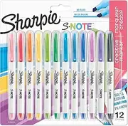 Sharpie S-Note Highlighter Pens | Part Art Marker, Part Highlighter to Draw, Write & More | Assorted Pastel Colours | Chisel Tip | 12 Count