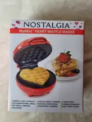 Nostalgia My Mini Valentine’s HEART Waffle Maker Electric 5” Red NEW 2021