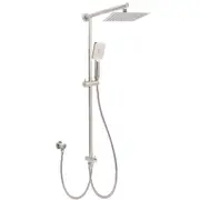 WELS Brushed Nickel 2in1 Square 8/12" Shower Head 3 Modes Handheld Sliding Rail Elbow Set Mixer