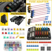 10pc 12V Fuse Car Add-a-Circuit Adapter w/ & Standard Mini Tap Blade Holder Fuse
