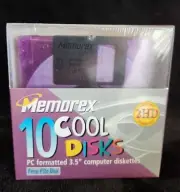 NOS/NIP Memorex 10 Cool Disks~PC Formatted 3.5" computer diskettes~bright colors
