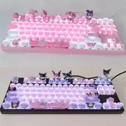 My Melody Kuromi Cinnamoroll Mechanical Keyboard 87 /104 Keys Keypad Blue Axis