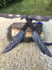 2 Pack Vikings Knife Custom Forged Full Tang Carbon Steel - Free Engraving
