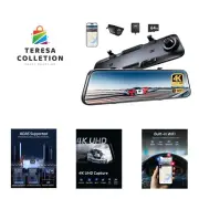4K WiFi Rear View Mirror Camera, 12" Mirror Dash Cam Front and Rear with ADAS...