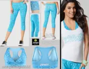 ZUMBA Aztec Capri Leggings + V-BRA Top + Racerback Tank EliteZWear - 3 Piece Set