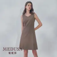 在飛比找momo購物網優惠-【MEDUSA 曼度莎】現貨-卡其棕西裝背心洋裝（M-XL）