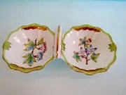 MINT! Retired HEREND Hand Painted PORCELAIN DOUBLE TRINKET DISH 6" length