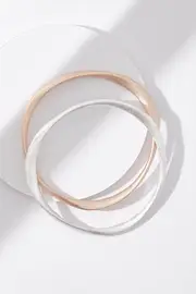 Worn Silver Rose Bangle Set--TGT-BJ4060