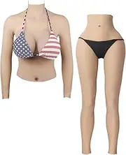 Oppaionaho Realistic Silicone Breast Forms with Fake Vagina Pants Artificial Boobs Set for Ladyboy Cosplaye (#02, E Cup Cotton)