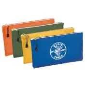KLEIN Tools Zippered Bags Canvas Tool Pouches Olive/Orange/Blue/Yellow 4 Pack