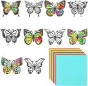 50 Pieces Butterfly Suncatcher Kit, 10 Types Double-Sided Butterfly Stained Glas