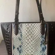 $385 NWT BRAHMIN MEDIUM ASHER GENUINE LEATHER TOTE HANDBAG GLACIER CARLISLE