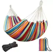 Brazilian Double Hammock with Hanging Ropes Extra Large 86.6x59” Color Stripes