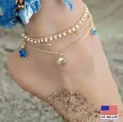 Fashion Women Anklet Ankle Foot Bracelet Chain Starfish Shell Heart Beads 0406