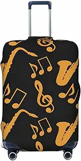 [CADREWY] Musical Notes Treble Print Travel Suitcase Cover Luggage Protector with Elastic Anti Scratch for Carry On, Black, Large