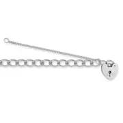 Silver Curb Charm Bracelet With Padlock Fitting