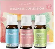 Lively Living Wellness Collection Essential Oils Trio - Energy, Uplifting Citrus Blend, Australian Certified Organic Oil Set for Diffuser, Humidifier, Vaporizer