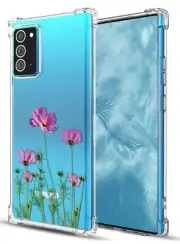 Huness Galaxy Note 20 Case Clear Floral Shockproof TPU Grip Bumper ️