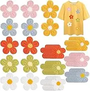 FINGERINSPIRE 60Pcs 6 Colors Crochet Flowers Applique 50mm Handmade Crocheted Floral Embellishments Flower Sew On Patches for Clothes, Bags, Hats or Arts Crafts DIY Decor