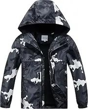 [UMMTOM] Boys Rain Jackets Lightweight Waterproof Hooded fleece Raincoats Windbreakers for Kids