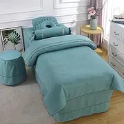 Green,70x180cm/27.5x70.8in,Linen Massage Table Cover with Face Hole,Elastic Massage Bed Cover Washable Large Beauty Massage Couch Cover Suitable for Salons SPA and Therapist