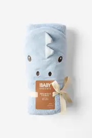[Cotton On Kids] Cotton On Kids - Organic Baby Snuggle Towel - White water blue/dino OS WHITE WATER BLUE/DINO