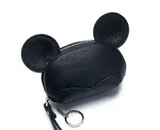 Women's small coin purse, leather coin purse-black