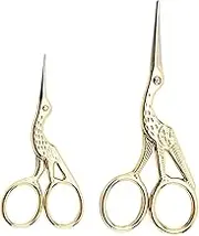 2PCS Vintage Stork Shape Sewing Scissors，Stainless Steel Tailor Scissors Sharp Sewing Shears for Embroidery, Sewing, Craft, Art Work (Color : Gold)