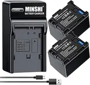 MINSHI BP-808 Battery Compatible with Canon BP-808 (2 Pack) Batteries and Charger Kit 7.4V 850mAh High Efficiency Battery
