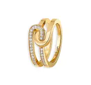 Dinh Van 18K Yellow Gold Maillon Diamond Interlocking Ring