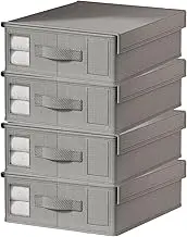 LAMCAN 4 Pack Bedding Storage, Linen Cupboard Storage & Organisation, Foldable. Sheet Organizer for Linen Closet, Suitable for Duvet Cover Sets, Clothes, Blankets