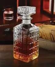 Art Deco Whiskey Decanter 1L 35Oz Glass Bottle Spirits Vessel by Circleware