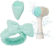 Bella Ciao 3-in-1 Facial Skin Care Set - Makeup Remover Pads, Plush Headband, Dual Function Face Brush: Exfoliation & Cleansing - Skincare Set for Make Up Remover & Facial Cleansing Brush