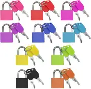 10 Pack Suitcase Locks with Keys - Multicolor Metal Luggage Padlocks - Mini