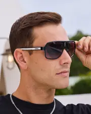 [Carrera] Carrera Men's 27 Sunglasses in Black/White One Size Black/White